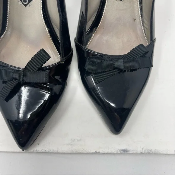 Tom Ford Black patent leather with bow sling back heels sz 40
